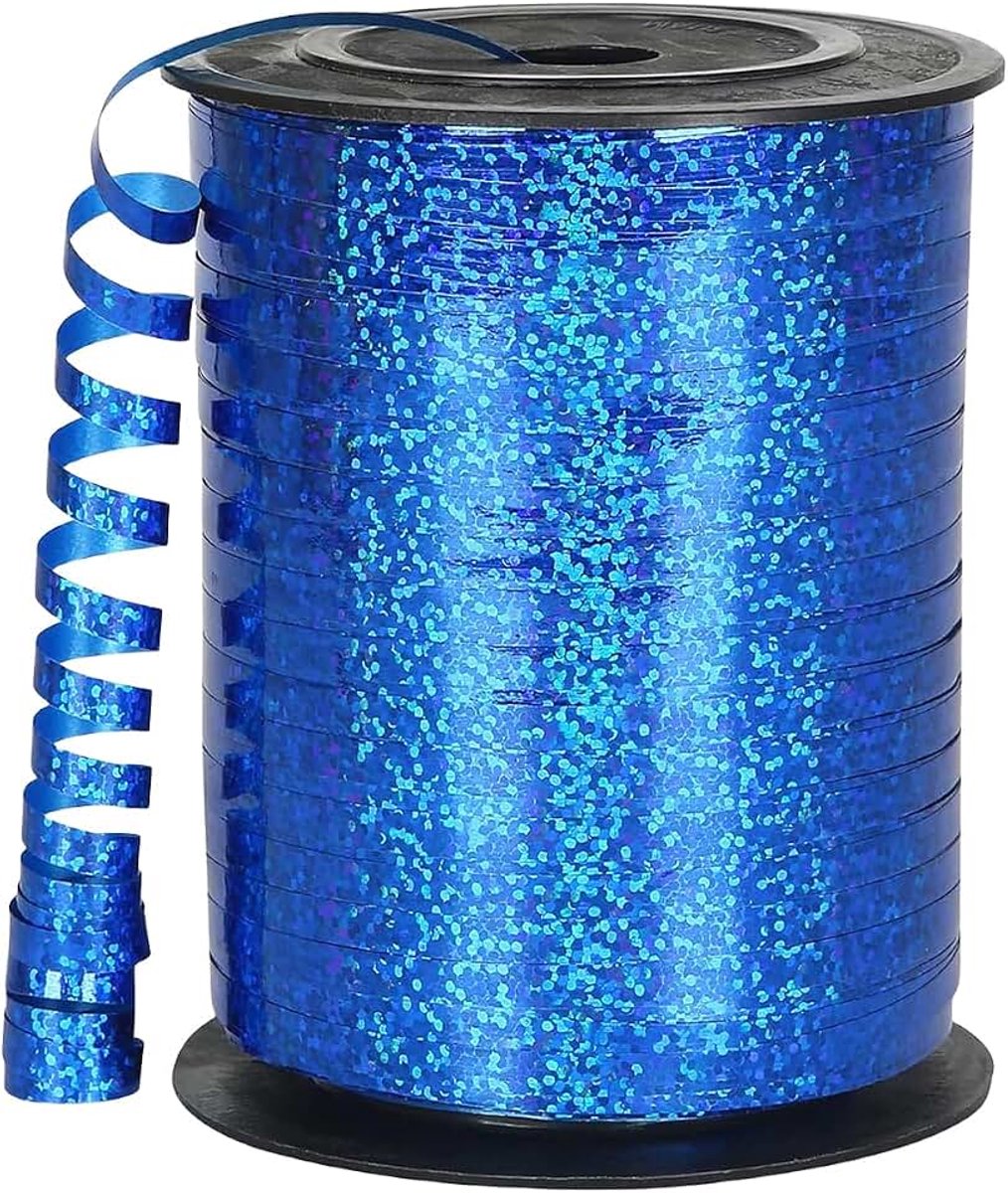 500 yard donkerblauw krullint 5mm voor ballonnen, 457 m geplooide ballonlint ballonslinger feest glanzende metallic linten voor geschenkverpakking, knutselen, strik, kerst, verjaardag, bruiloft