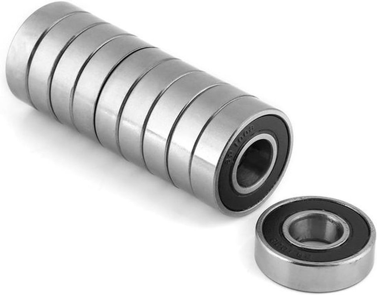 Groefkogellagers - met afdichting - 10 stuks - dubbel rubberafdichting - 12x28x8mm - Groefkogellager 6001-2RS - Voor Fietsen en Machines - Staal - Geschikt voor 12x28x8mm - Kogellagers met rubberafdichting.