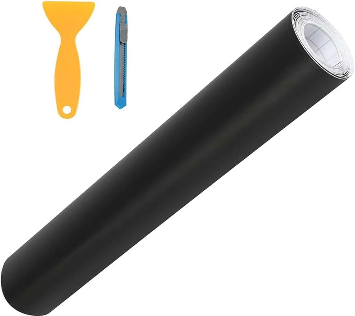 400 cm vinyl autowikkelrol, autowikkel vinyl sticker met schrapers, zelfklevende, bubbelvrije luchtafvoer, rekbare, waterdichte autosticker voor autodecor, laptops (matzwart)