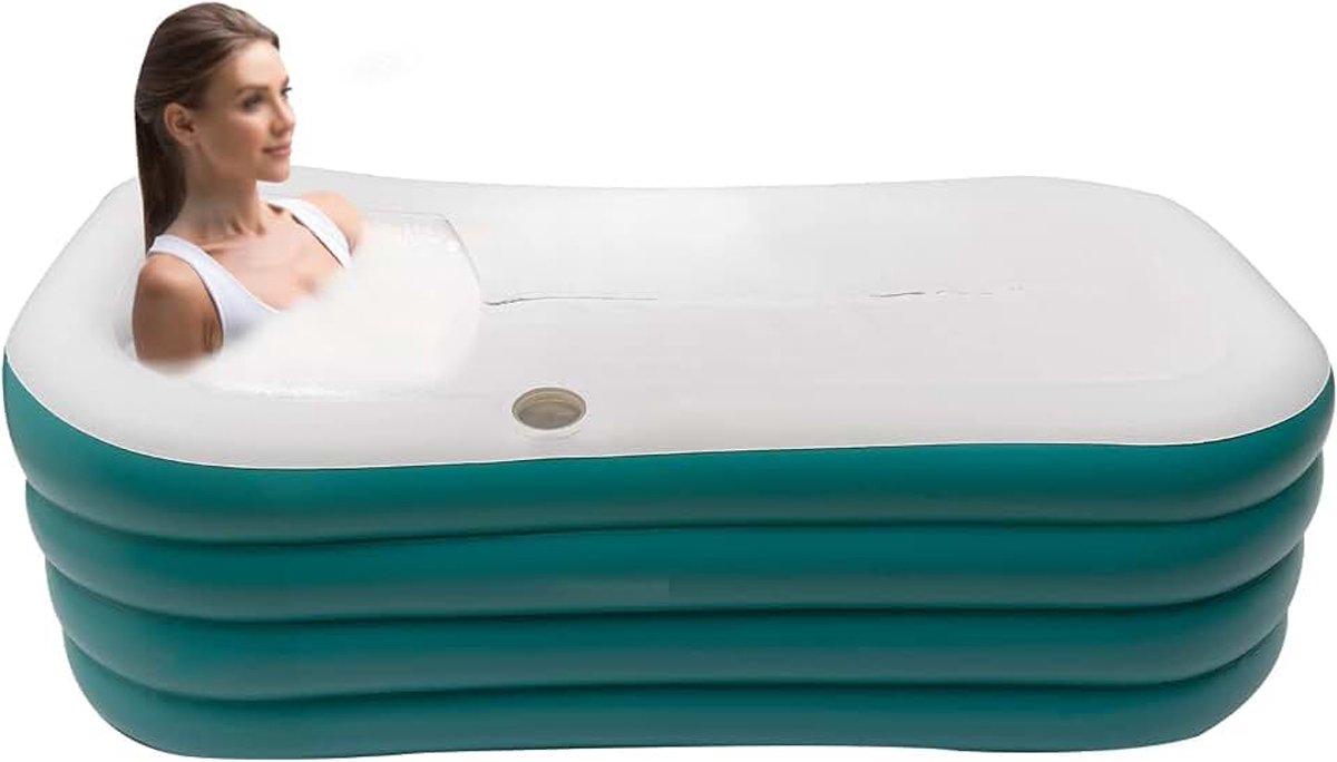 Opblaasbare badkuip, opblaasbare badkuip, voor thuis, SPA-badkuip, opvouwbare mobiele badkuip voor volwassenen of kinderen, draagbare badkuip voor badsauna, pvc, spa badkamer, groen
