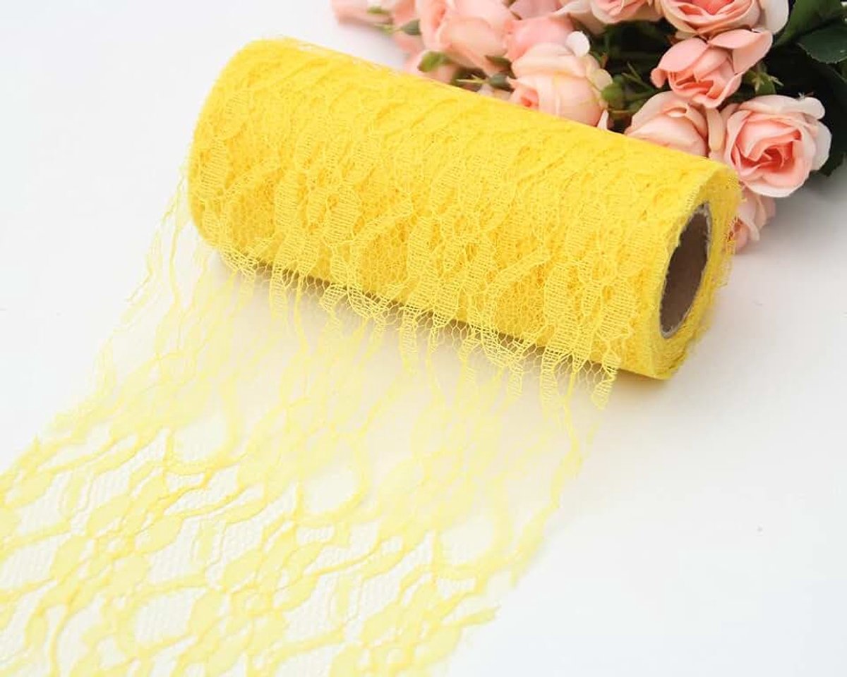 Tafelloper, tafelband, tafelkleed, keuken, eettafel, decoratie, tafeldecoratie voor bruiloft, verjaardag, tafeldecoratie, communie, Kerstmis, herfst, bruid en baby, douche, tafeldecoratie, geel 15 cm x 22 m