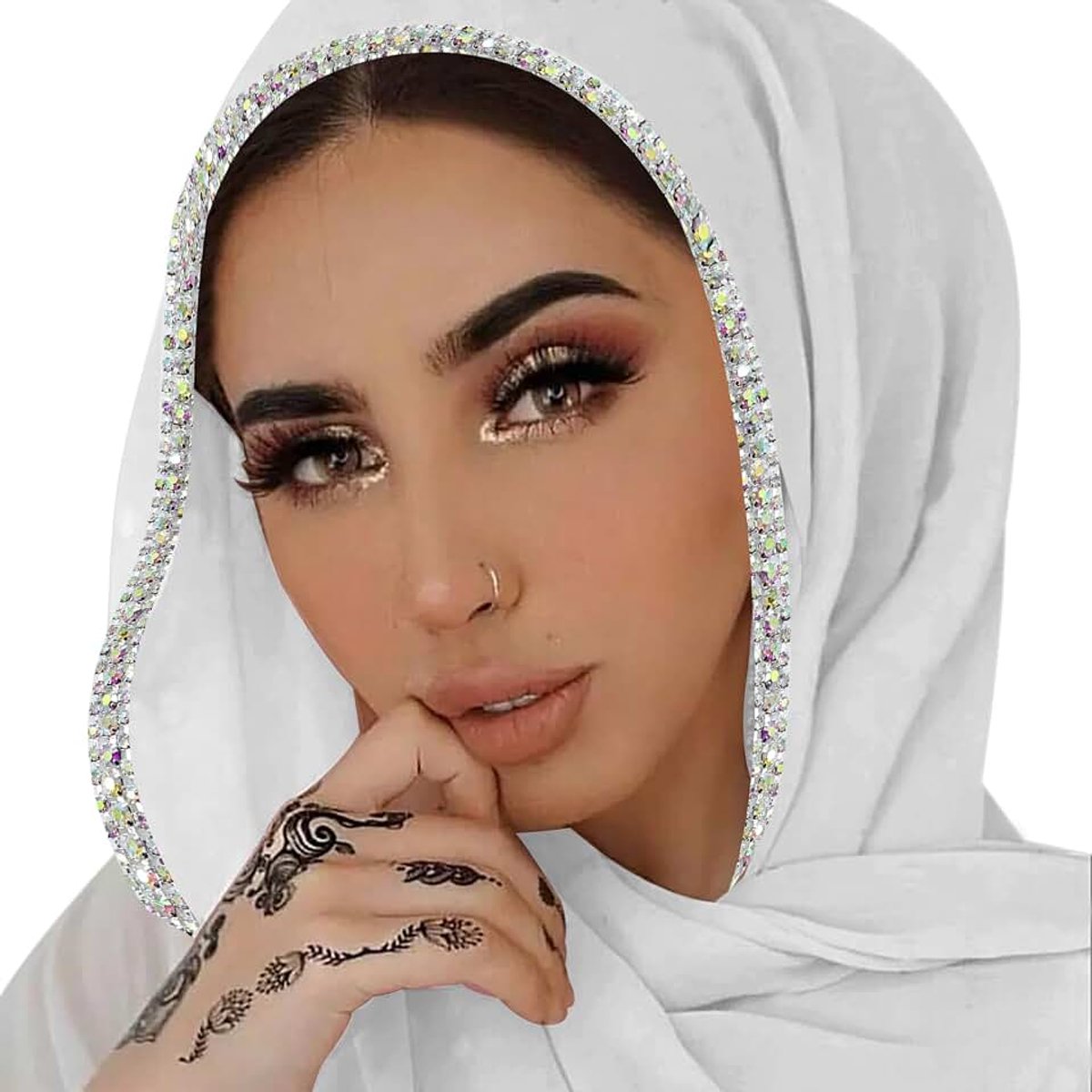 Vrouwen Zachte Chiffon Strass Lange Sjaal Mode Moslim Hijab Hoofd Wrap Sjaals