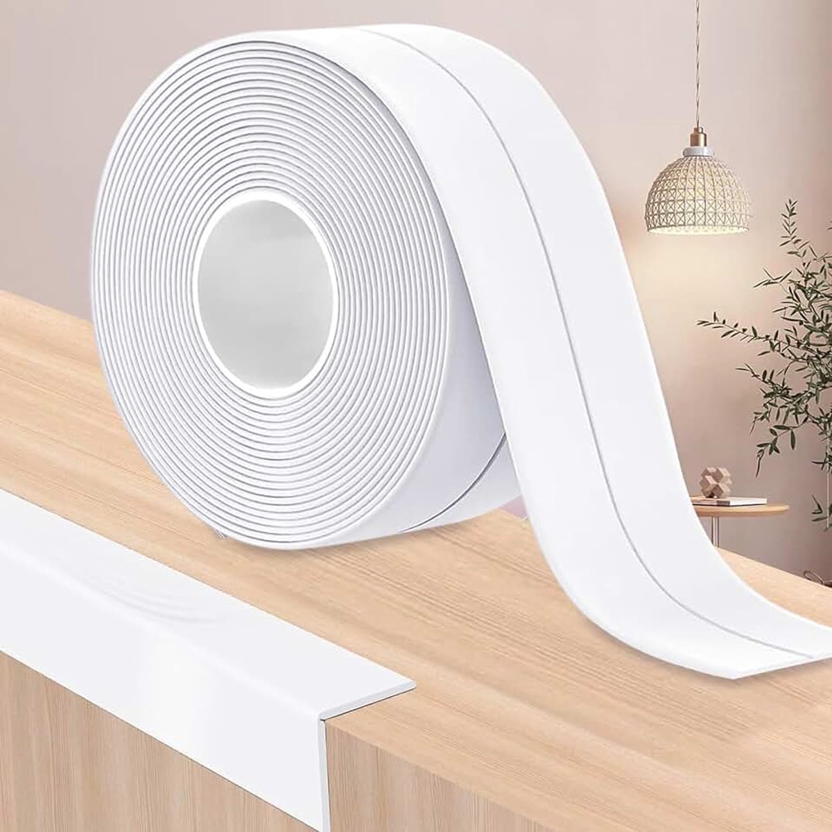 Plinten, PVC Zachte Plint Zelfklevend, Zachte Pvc-Plint, Flexibel Plakband Geschikt Voor Keuken en Badkamer (30mm x 30mm x 6M, Wit)