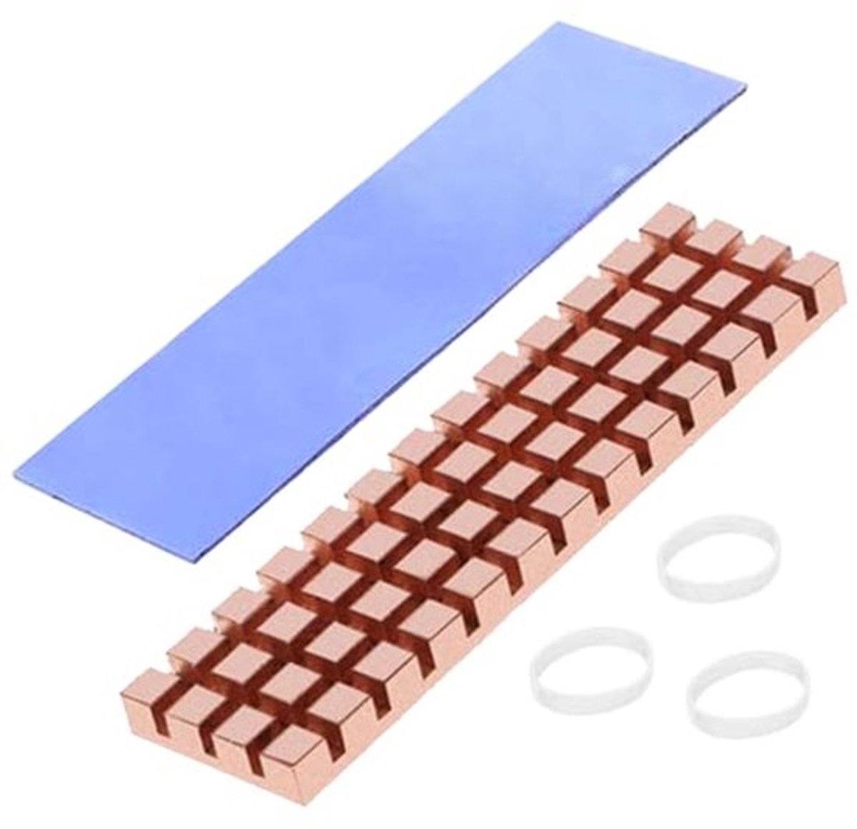 Koellichaam voor M.2 SSD 67 x 18 mm - Koper met Warmtegeleidingspad