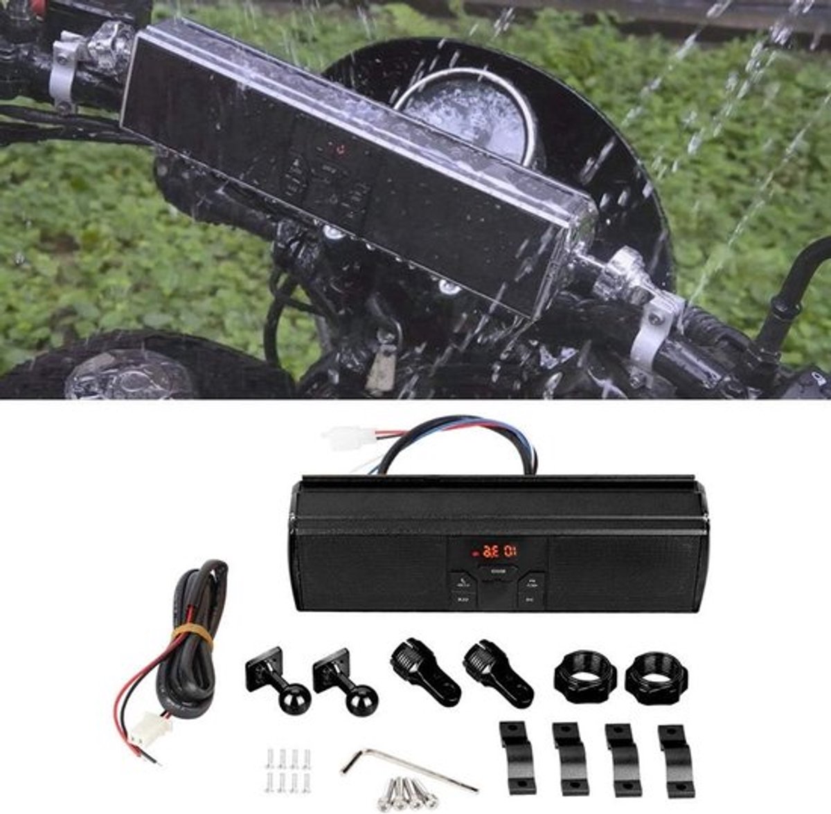 Motorfiets modificatie handvat systeem, waterdichte USB stereo luidspreker met anti-zijwaartse functie voor optimale geluidskwaliteit