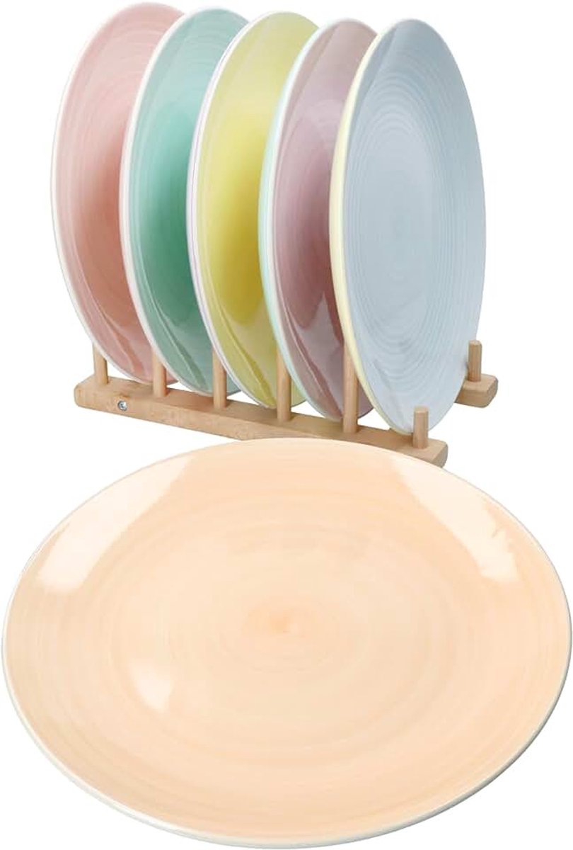 Pastello 6-delig set eetborden I Ø 27 cm I Kleurrijke aardewerk eetborden met pastelkleuren voor 6 personen I grote borden voor hoofdmaaltijden, voor het grillen & Co