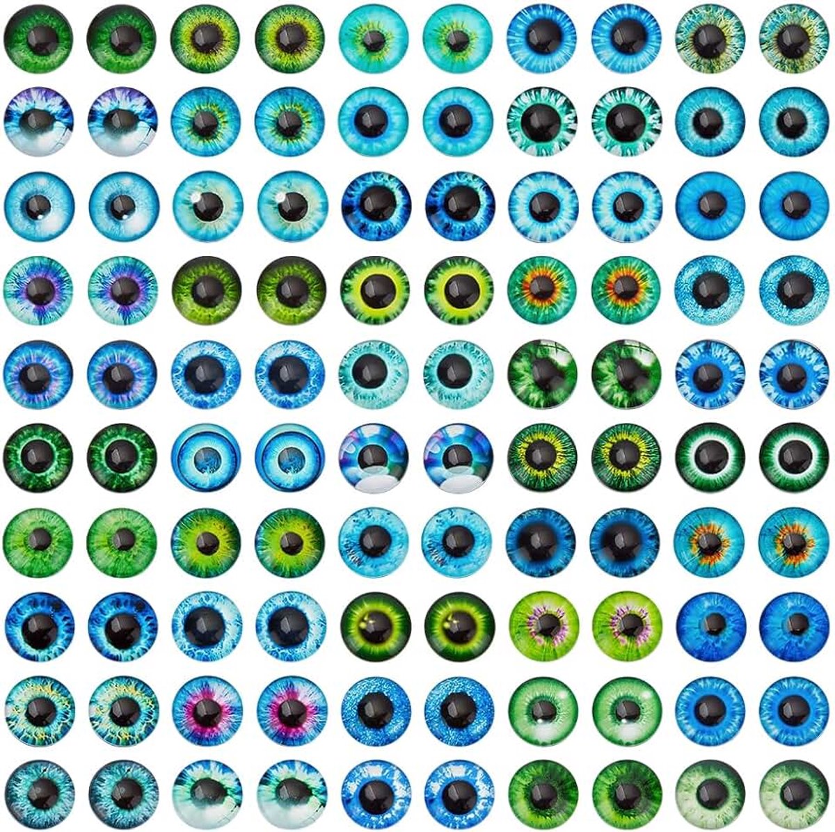 Ogen Glas Cabochons 100 stks Flatback Dome Cabochons Draak Dier Ogen Tegels Halve Ronde Cabochon met Boze Oog voor Art Rekwisieten Halloween Foto Cameo Hanger Sieraden