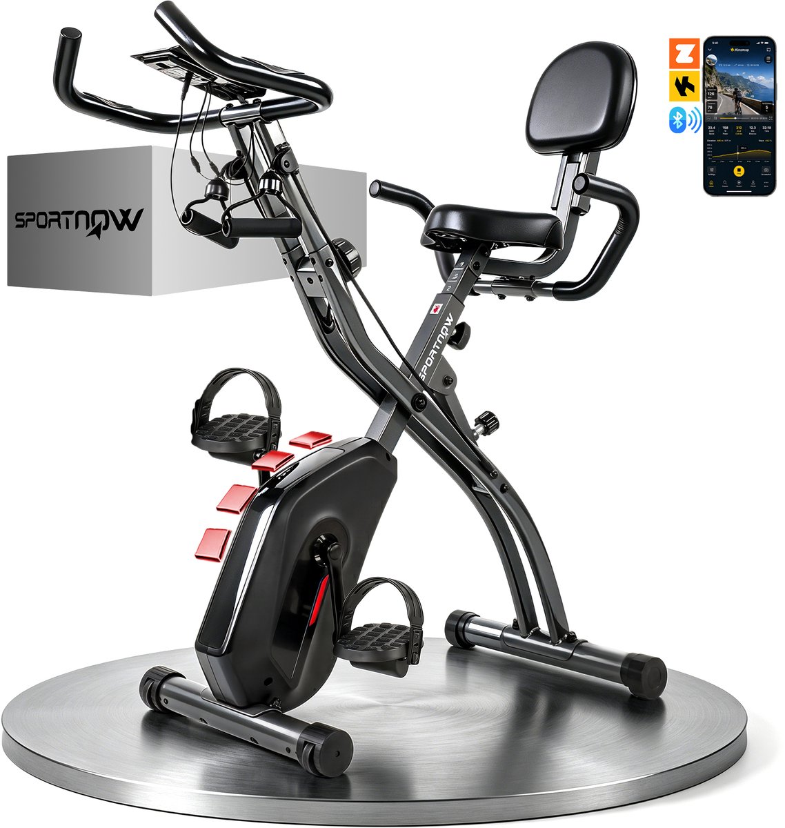 SPORTNOW Magnetische Hometrainer - Staal - 105 x 53,5 x 109 cm - Zwart