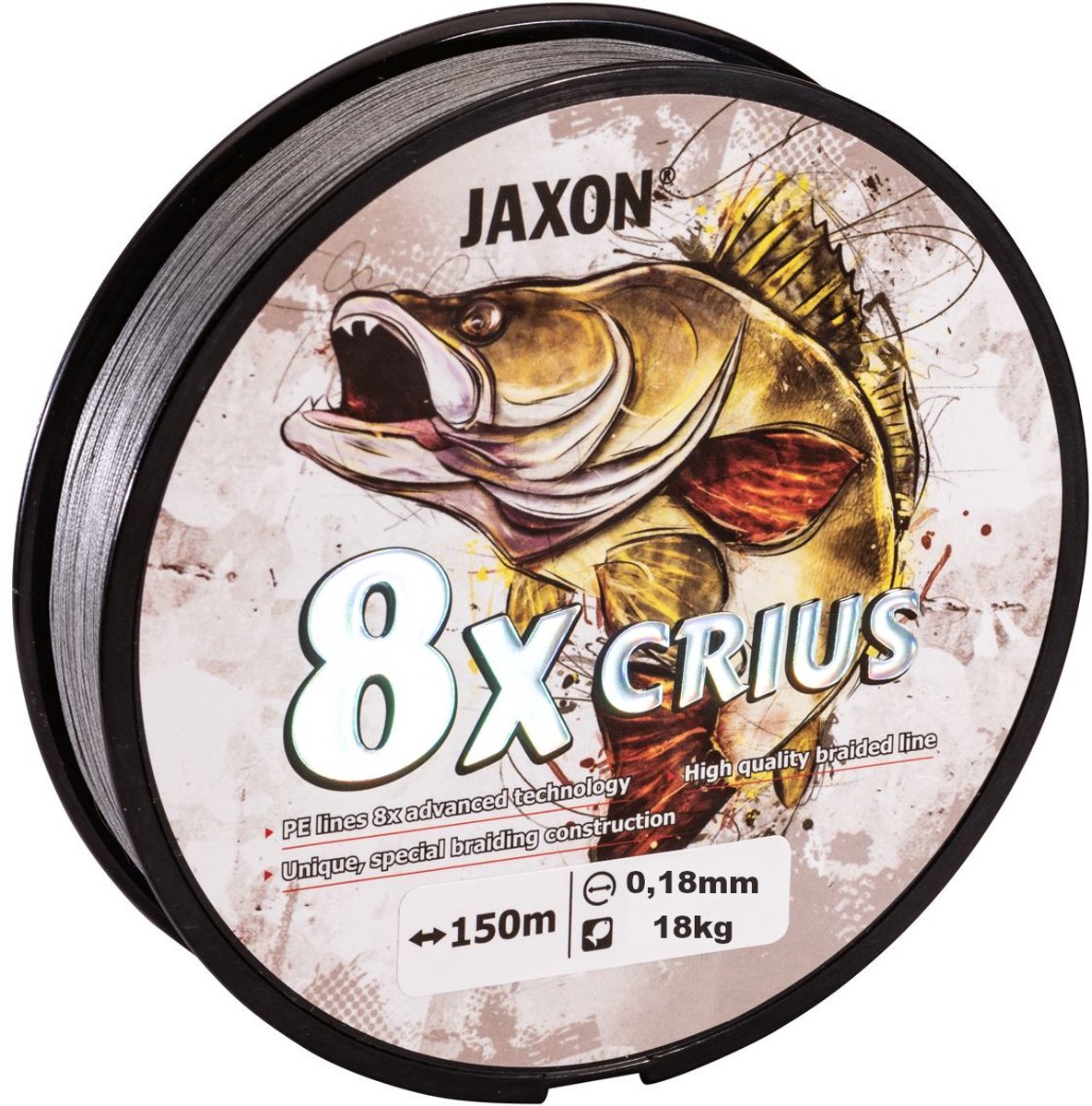 Jaxon Crius 8x Gevlochten Lijn 0.18mm 150m 18kg Grijs