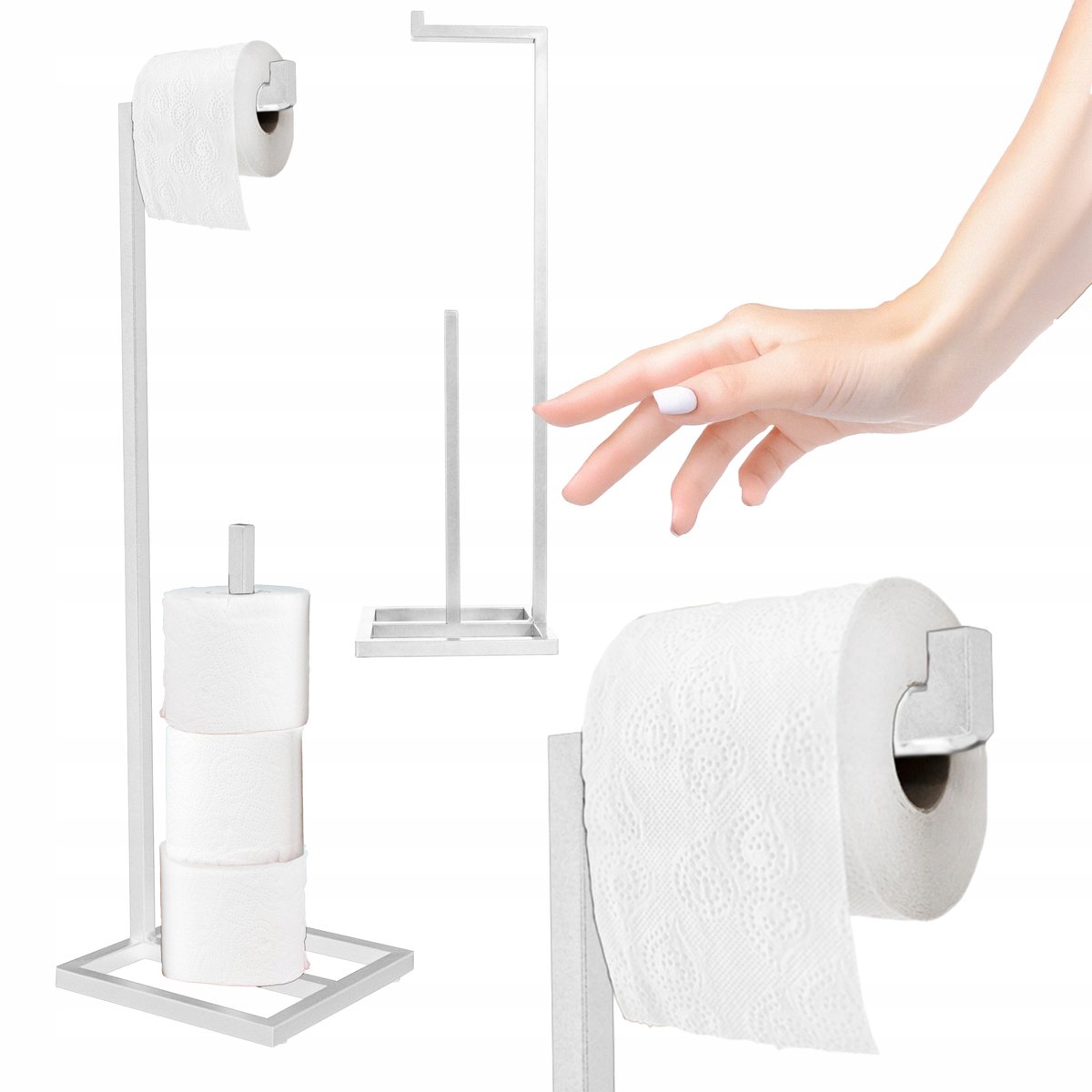 Witte staande toiletrolhouder - stabiel en ruimtebesparend