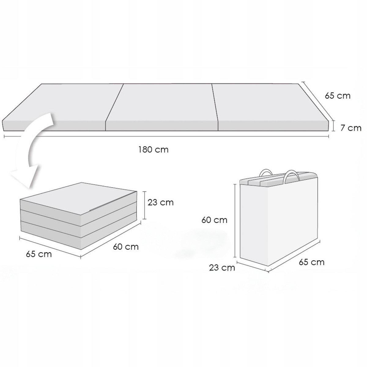 Opvouwbaar Kampeermatras 180x65x7cm - Comfortabel en compact