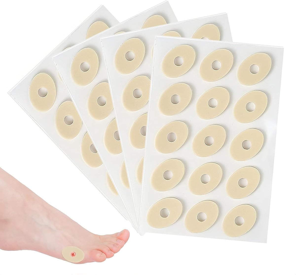 60 stuks maïskussen, voetverzorging maïskappen, zelfklevende eeltkussens, ovale pads, waterdichte teen- en voetbeschermers verminderen voet- en hielpijn