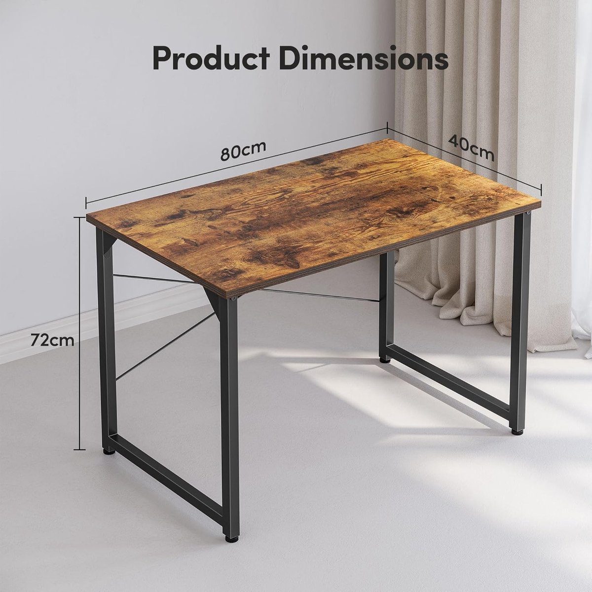 Computerbureau - Schrijftafel Werkplek - Thuiswerken Studeren - Moderne Eenvoudige Stijl - 80 x 40 cm - Bruin thumbnail 2