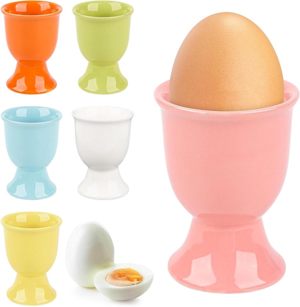 Eierdopjes Set - Eierhouders - Ontbijt Serveren - Gladde Glanslaag - 6 Stuks - Veelkleurig
