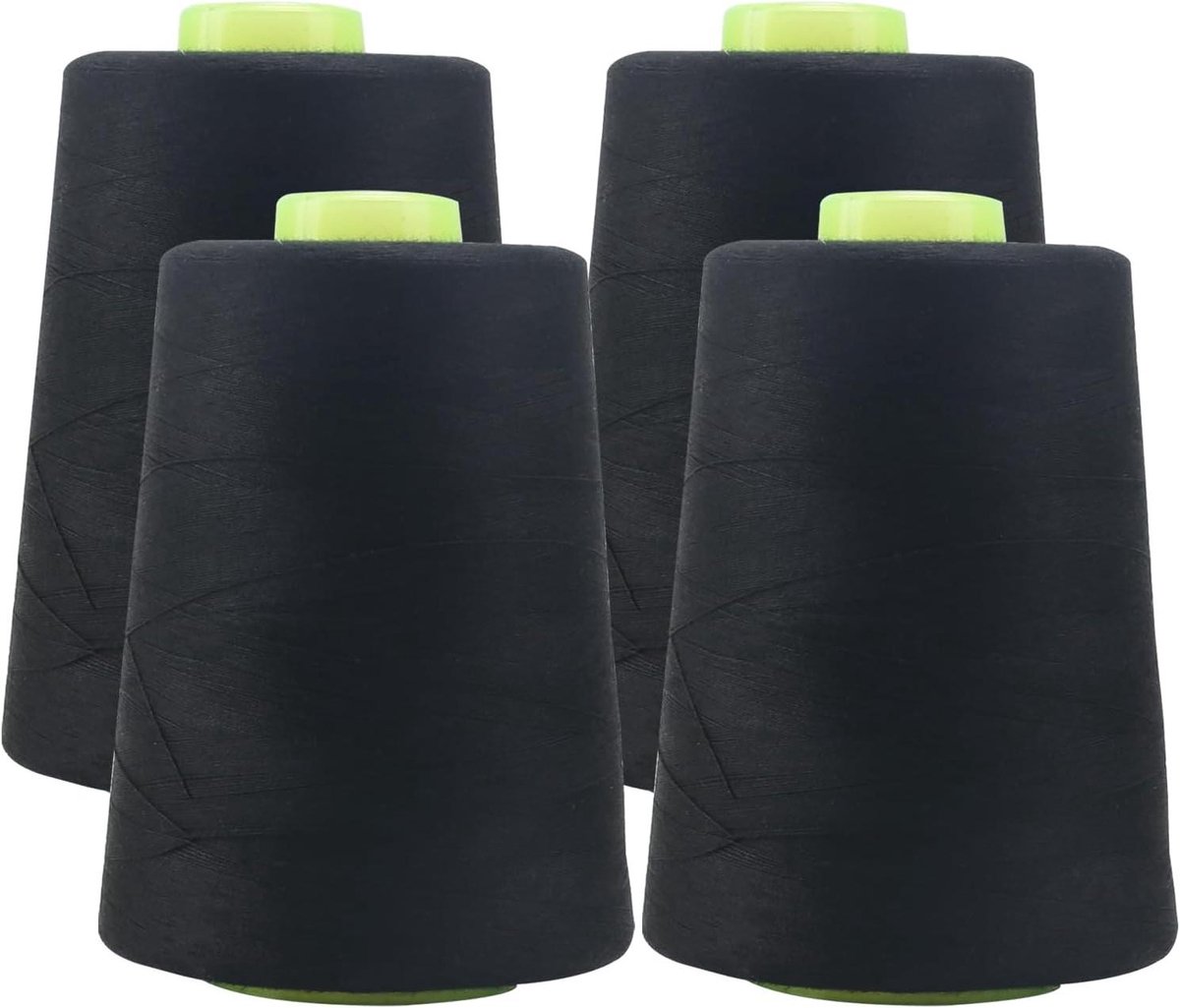 Nylon Naaigaren - Stevig Garen - Kleding Repareren - Ruime Lengte - 4 Rollen - Zwart