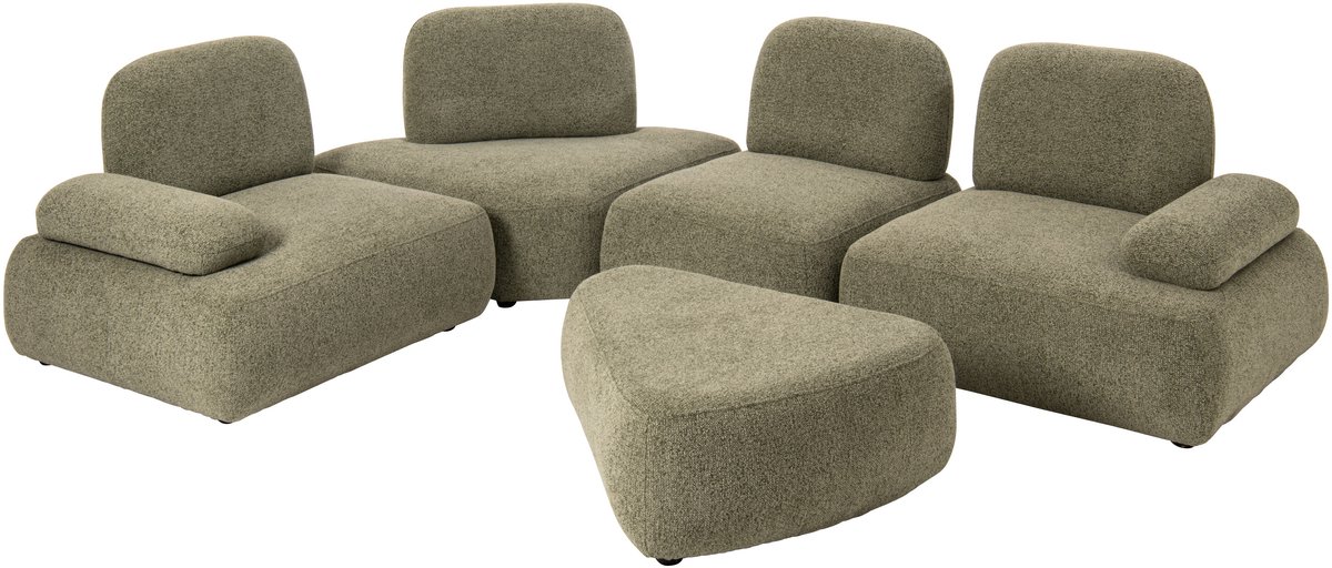 J-Line Modulaire bank Olivia - multiplex/stof - groen - set van 5