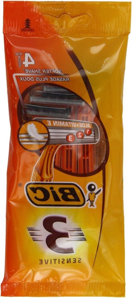 Scheermesjes 3 Mesjes - Gevoelige Huid - Glad Scheren - Hydraterende Strip - 4 Stuks - Blauw