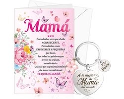 Mamá Regalo Día de la Madre Original, Tarjeta de la Madre Llavero Mamá Tarjeta Felicitacion voor Madre Regalo Cumpleaños Navidad, Mamá Te Quiero Regalo Mejor Madre del Mundo