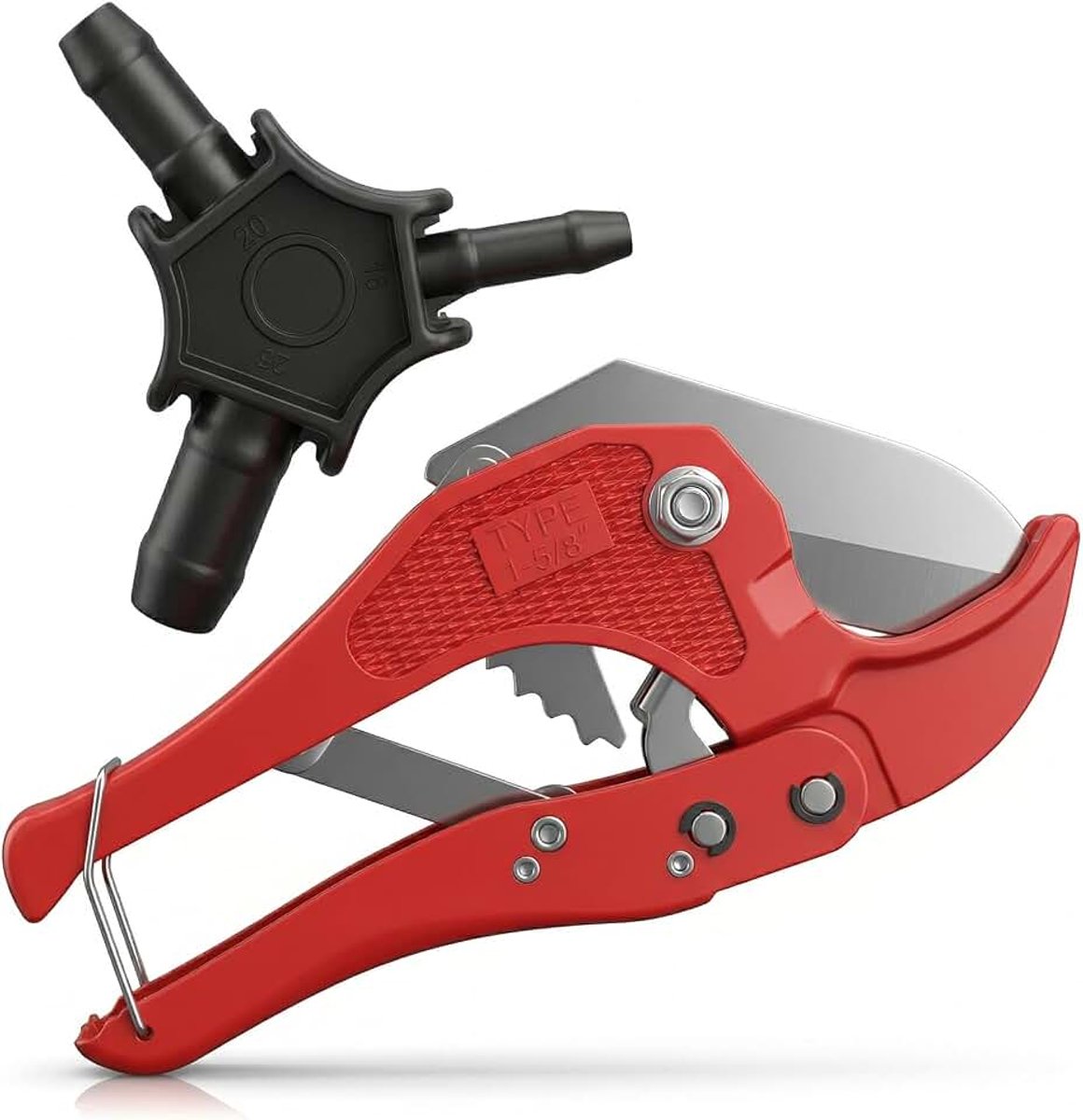 Gereedschapsset voor composietbuis, pvc-buissnijder voor kunststof en aluminium composietbuizen, 16, 20, 25, 26 mm, voor kunststof meerlaagse composietbuizen tot 42 mm (rood)