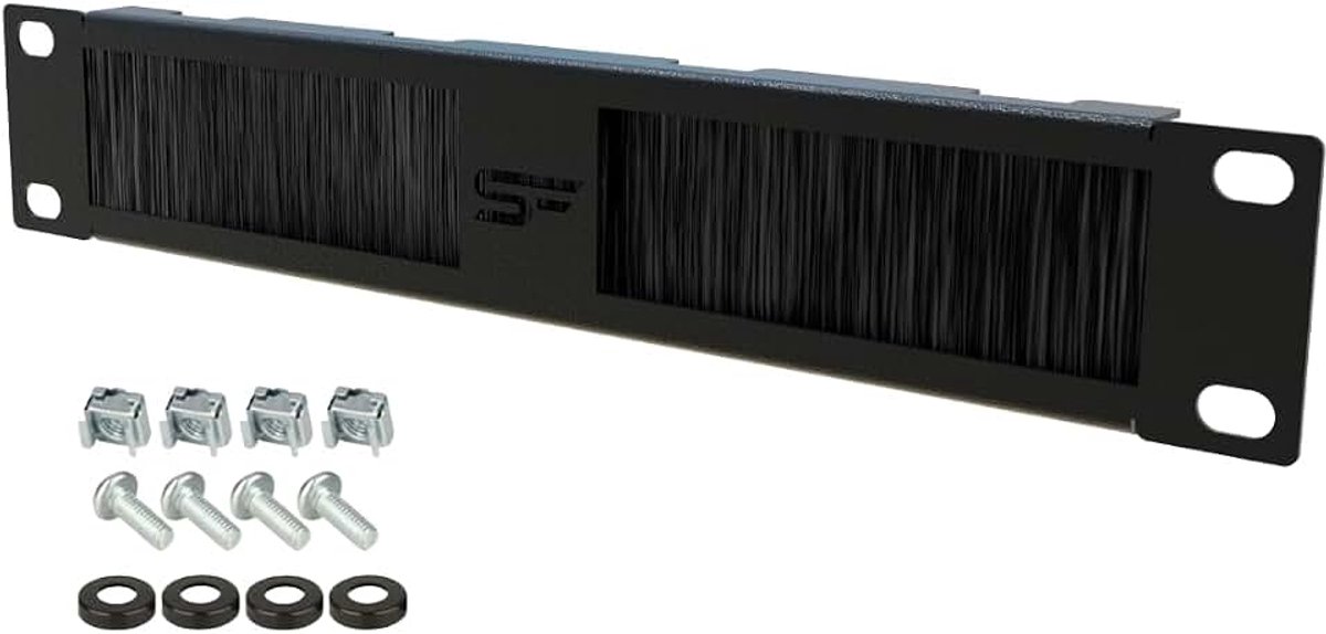 Borstelplaat voor server rack 25,4 cm (10 inch) 1u - Montage aan kast Rack van metaal voor zware toepassingen - kabeldoorvoer met geïntegreerde bureauorganizer