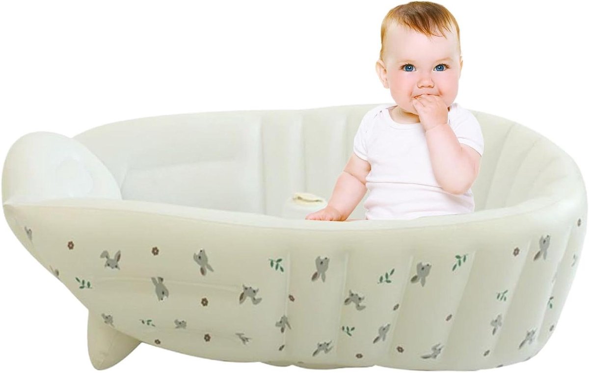 Babydouchebak Opvouwbaar - Peuterbadje Draagbaar - Baby's Baden - Antislip Bodem - 90x55cm - Konijnenhoofd