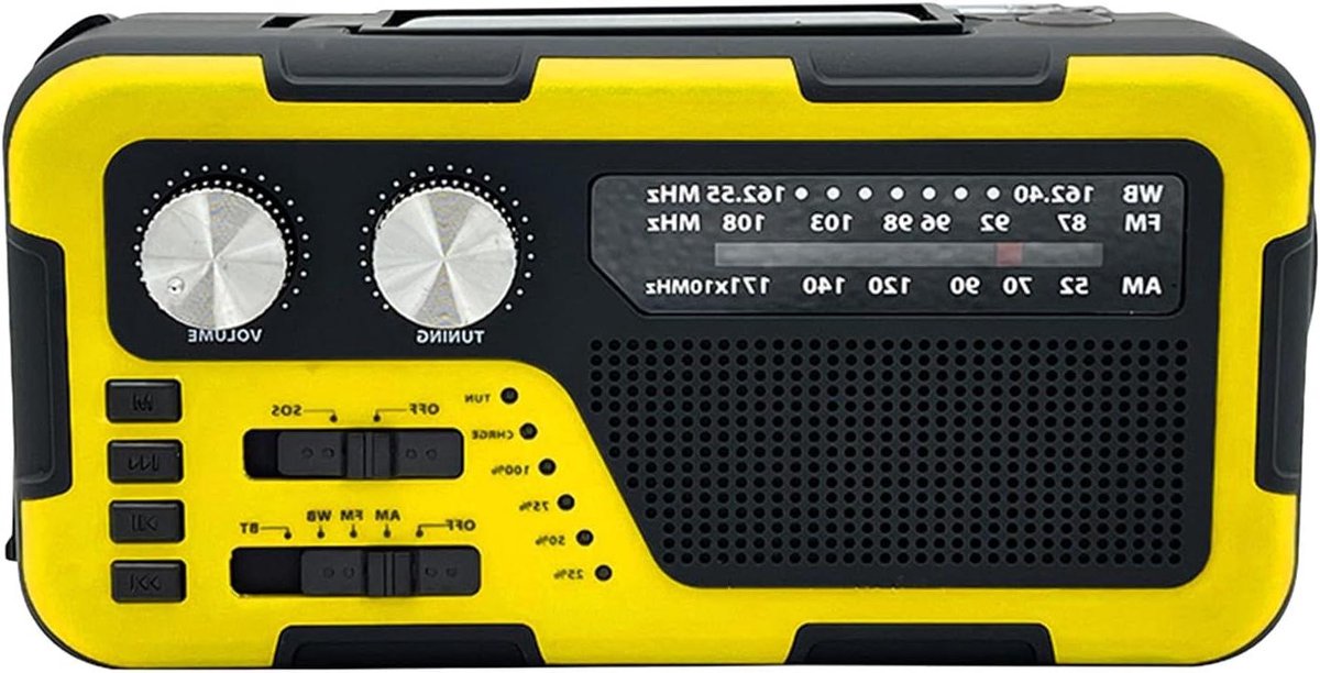 Zonne-energie Radio - Noodradio Speaker - Outdoor Activiteiten - Tripple Power Systeem - 20 x 12 x 10 cm - Geel