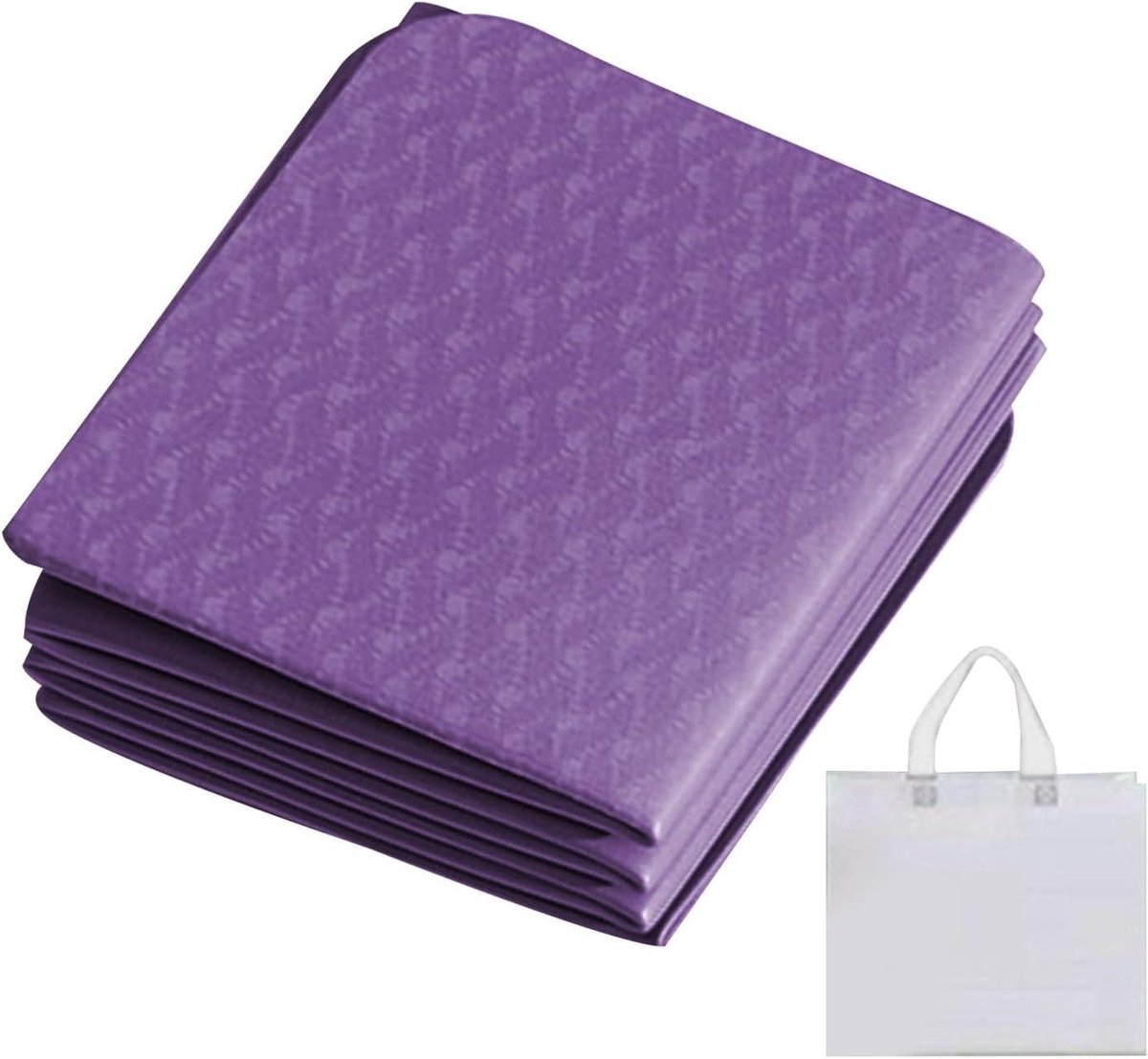 Draagbare Yogamat - Fitnessmat Opvouwbaar - Thuis Workout - Verbeterde Stabiliteit - 6 mm Dik - Lila