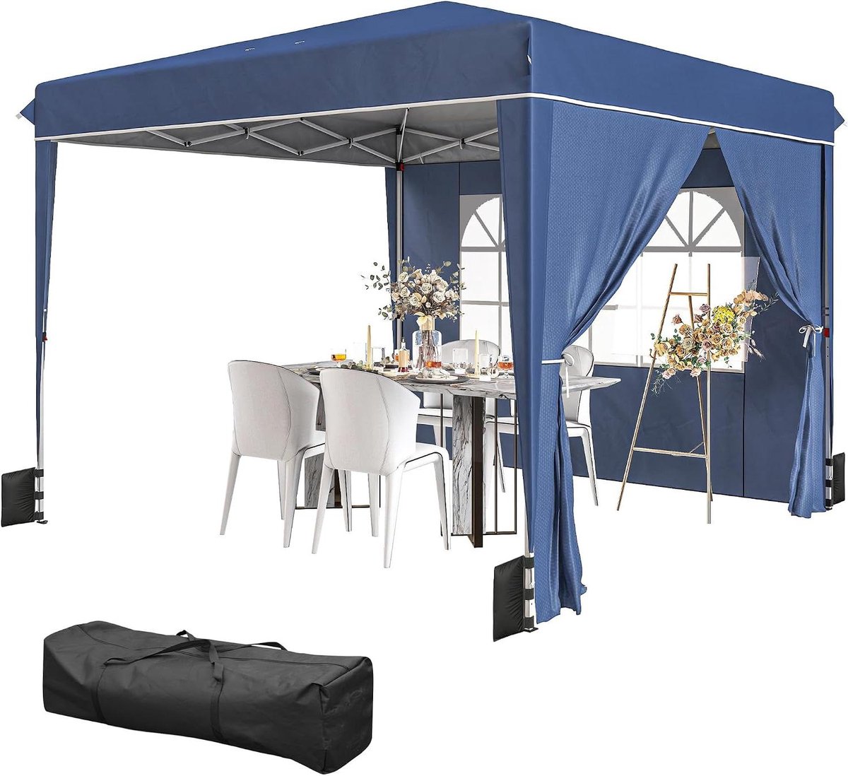 Partytent Pop-Up - Feesttent Tuintent - Buitenfeest Georganiseerd - Waterdicht UV 50+ - 3x3 Meter - Donkerblauw