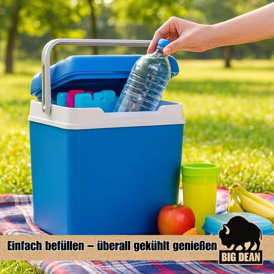 Koelbox met Accu's - Isolerende Box - Dranken Koel Houden - Inclusief 12 Koelaccu's - 24 Liter - Blauw Wit van Koelbox. — afbeelding 2