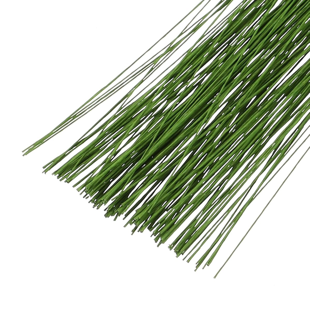 Draad, 26 gauge, 36 cm, 200 stuks, ijzerdraad, in papier gewikkeld, voor kunstbloemen, knutselen, kerstkransen, bloemstukken, lichtgroen