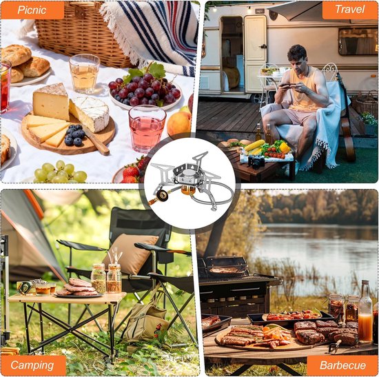 3500W, gaskooktoestel met piëzo-ontsteking en adapter, winddicht camping gasfornuis, opvouwbaar gaskooktoestel voor outdoor, wandelen, hiken, picknick, trektochten — afbeelding 4