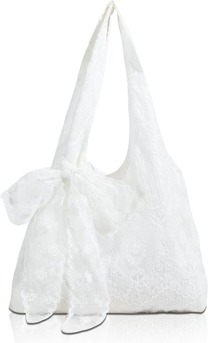 Schoudertas voor Dames met Bloemen en Kant, Casual Tote Bag, Boheemse Handtas, Hobo-tas voor Vrouwen, Zomertas voor Dames en Meisjes, Handtas voor Reizen, Vakantie, Strand