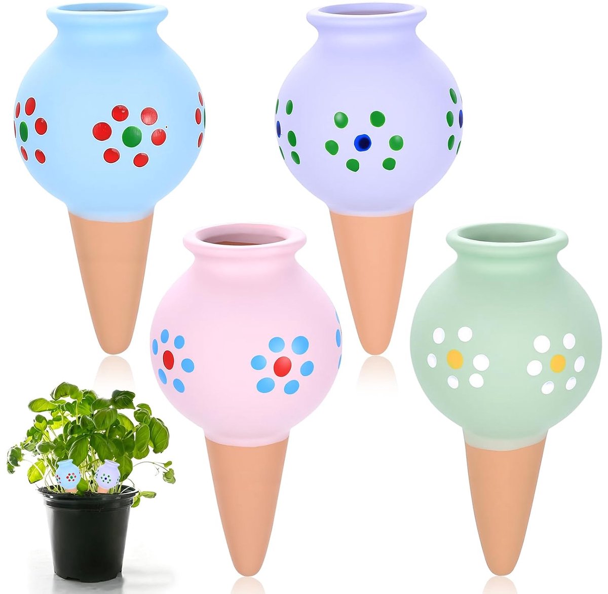 4 stuks irrigatieballen voor kamerplanten, giethulp, 100 ml irrigatiesysteem kamerplanten, terracotta irrigatiekegels, waterdispenser planten, kleikegel, irrigatie voor potplanten, irrigatie