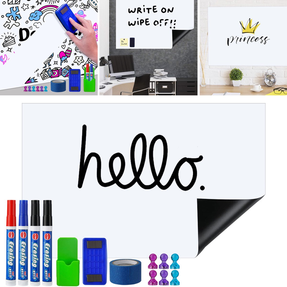 Groot Magnetisch Whiteboard 50x100cm - Gemakkelijk Uit Te Wissen Waterdicht Sterke Magneet - Onmisbaar Voor De Start Van Het Schooljaar, Voor Kantoor, Klaslokaal En Thuis