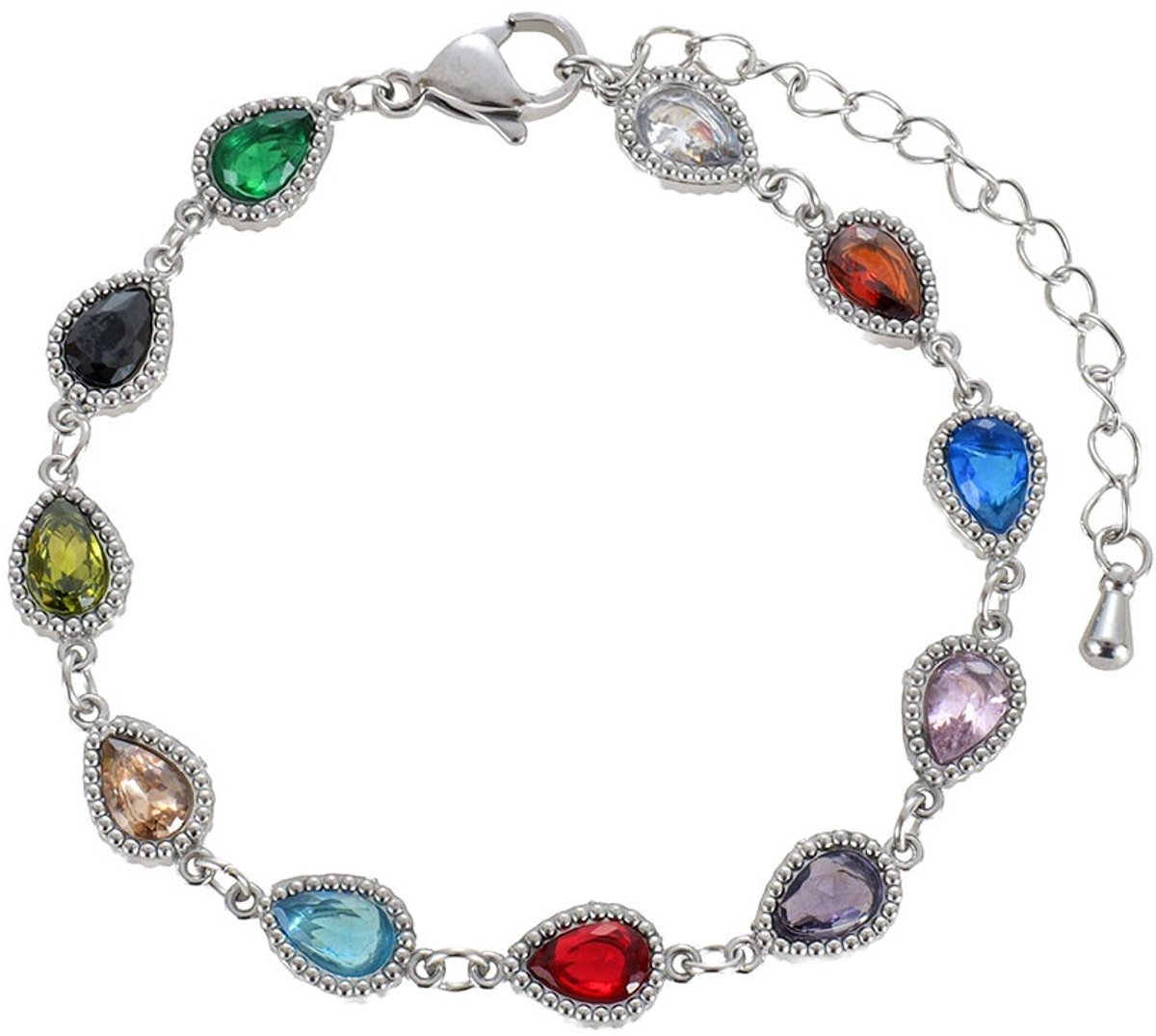 D-B21.1 B1160-026S S. Steel Bracelet Crystals - 16-21cm