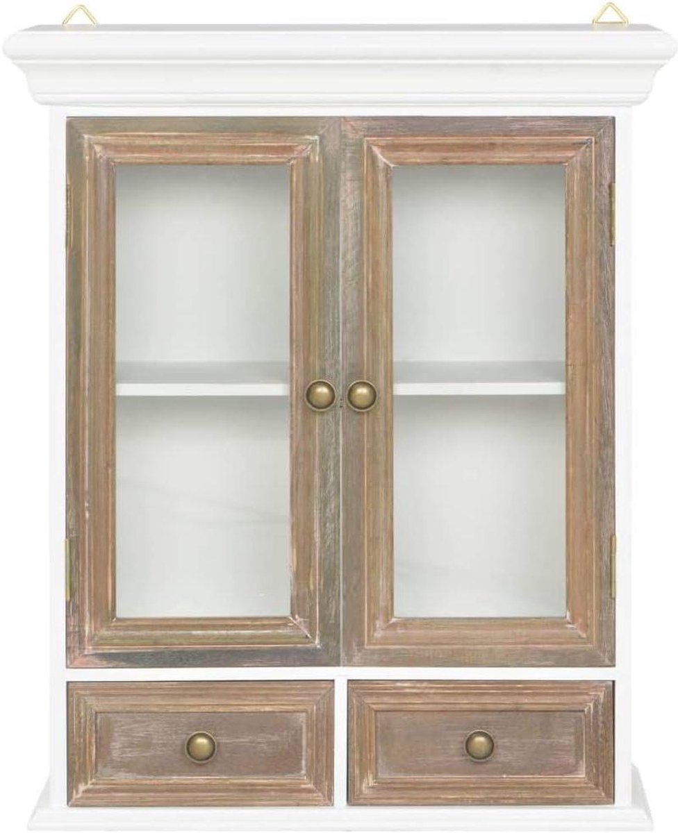 Wandkast Hout - Hangende Kast Keuken - Opbergen Keuken - Twee Acryldeuren - 49 x 22 x 59 cm - Wit