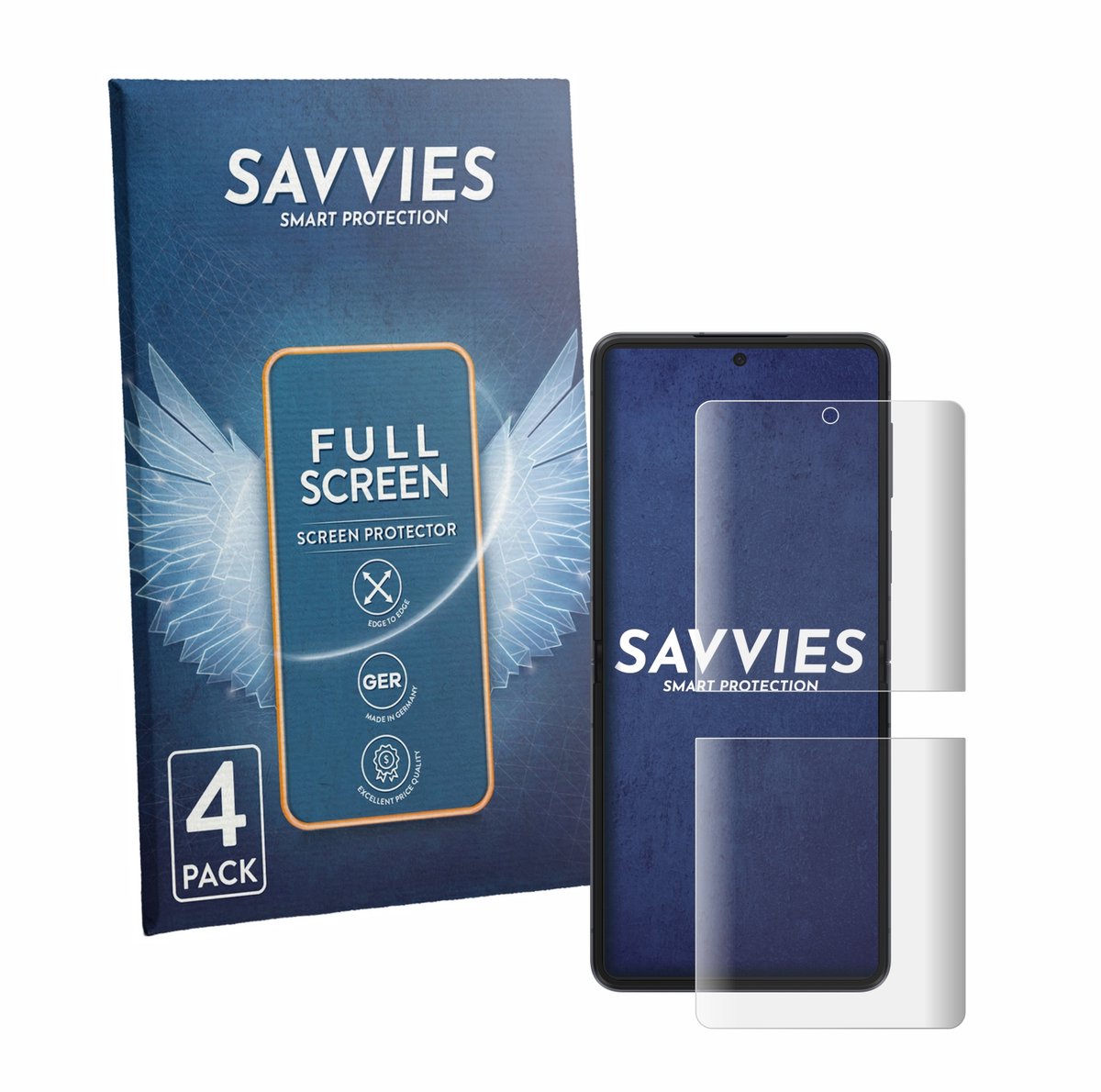 Savvies - Screenprotector voor Samsung Galaxy Z Flip 8 - Folie Beschermfolie transparant volledig dekking 4 Stuks