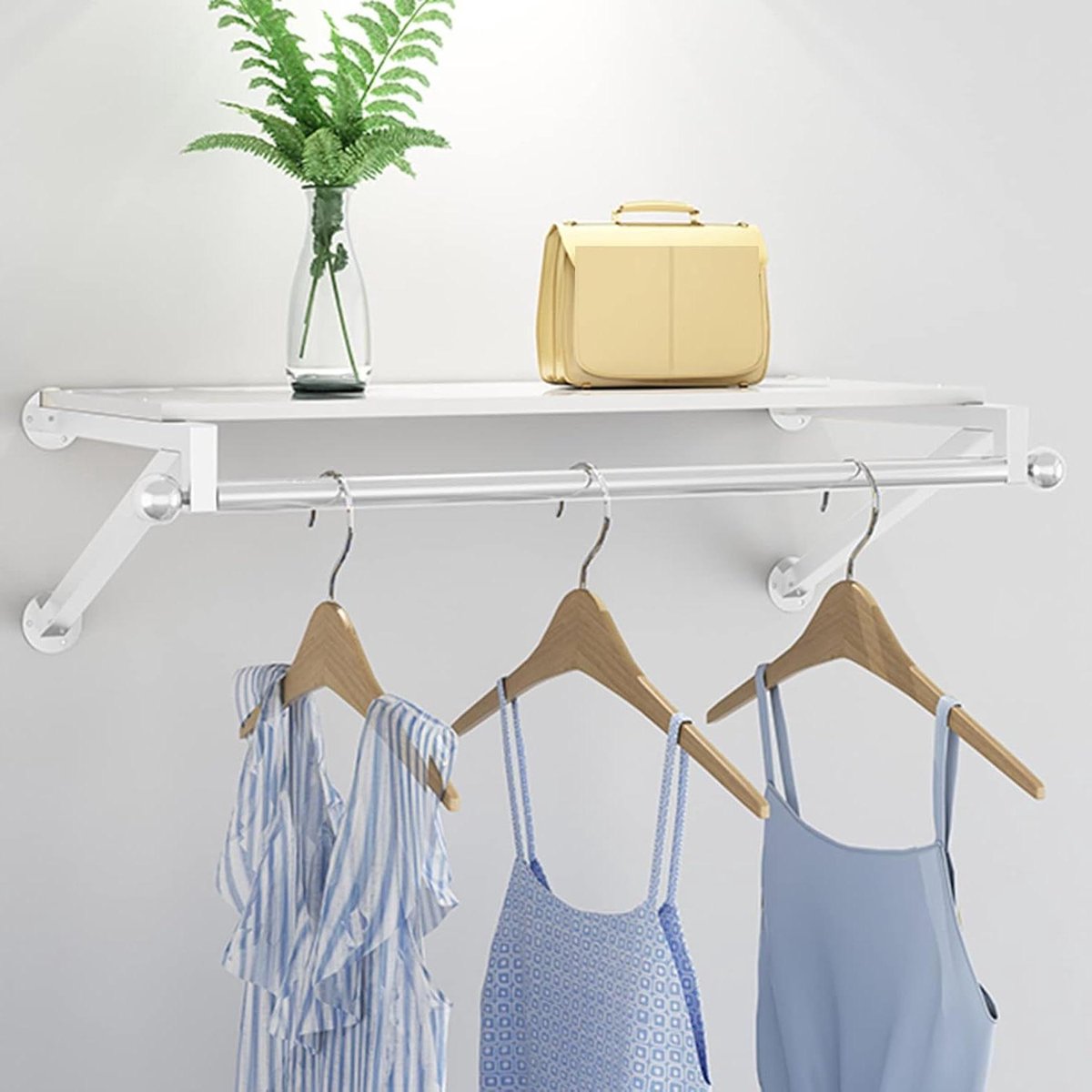 Kledingrek - Wandrek - Kleding Ophangen - Met Houten Plank - 90 Cm - Goud