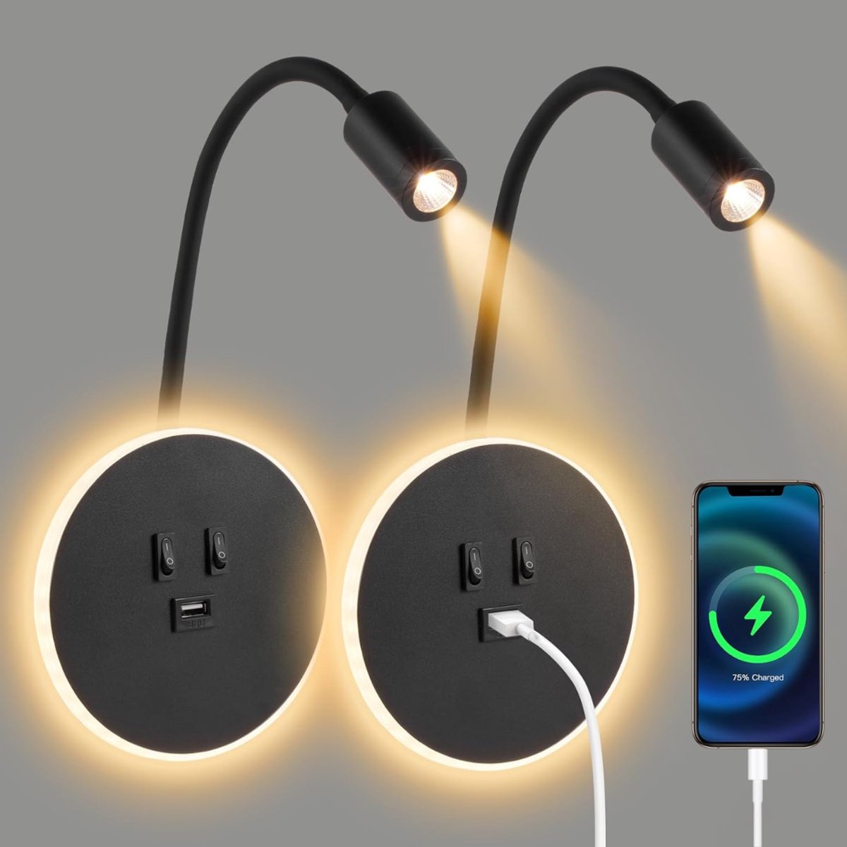 Zavio® Bedlampjes Hoofdbord - Leeslampjes - Bedlamp Slaapkamer Volwassenen