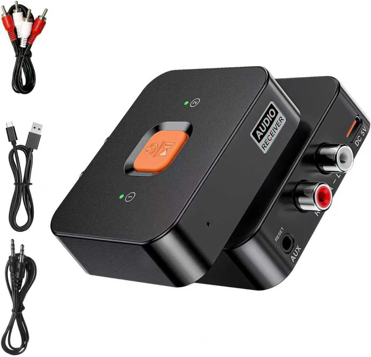 Bluetooth 6.0 Audio-Ontvanger - met Aux/Rca 3,5 mm Jack - Bluetooth Audio-Adapter - Ondersteunt Gelijktijdige Verbinding van Twee Apparaten