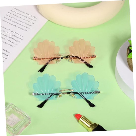 Allecto - Randloze Zonnebrillen - Funky Partybrillen - Trendy Accessoire - Roze en Blauw - Rave-brillen - Perfect voor Feesten en Festivals - 2 Paar van Merkloos — afbeelding 2