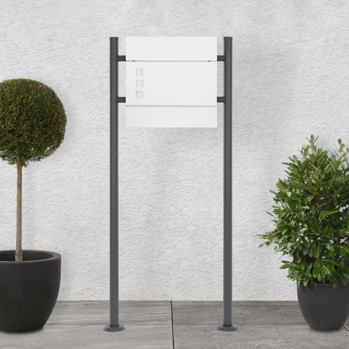 Staande brievenbus - Brievenbussysteem met paal - Post ontvangen - Geïntegreerd krantenvak - 120 cm hoog - Zwart