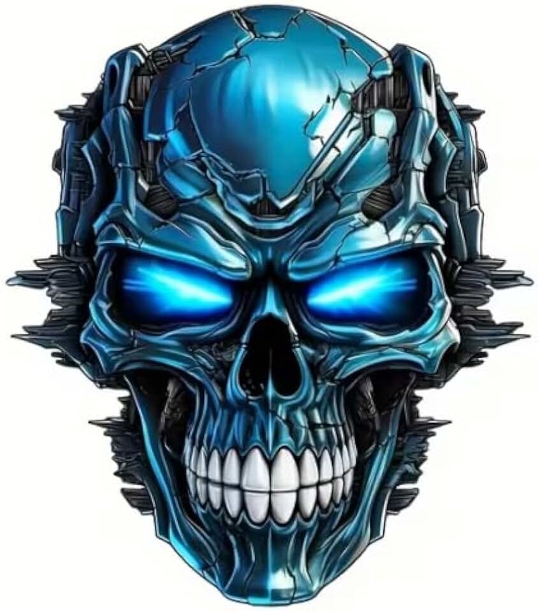 3D doodshoofd-sticker, blauwe schedelsticker voor auto, motorfiets, laptop, hoogwaardige schedelsticker voor coole accenten, weerbestendig, horror, Halloween decoratieve stickers