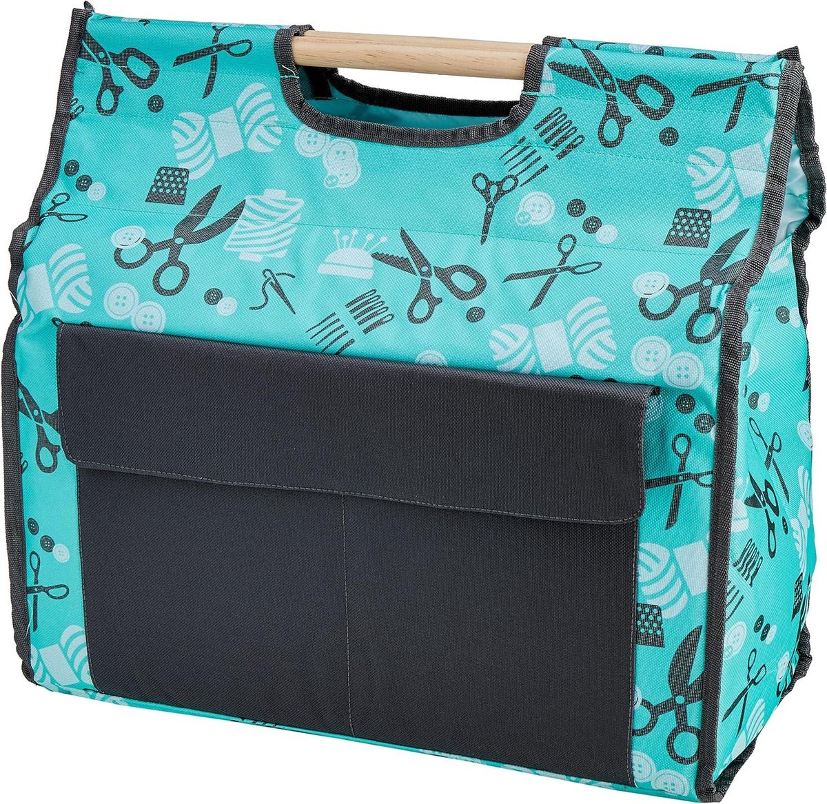 Naaimachinetas - Opbergtas - Naaien - Gevoerde zijkanten - 44 x 40 x 20 cm - Turquoise/Grijs