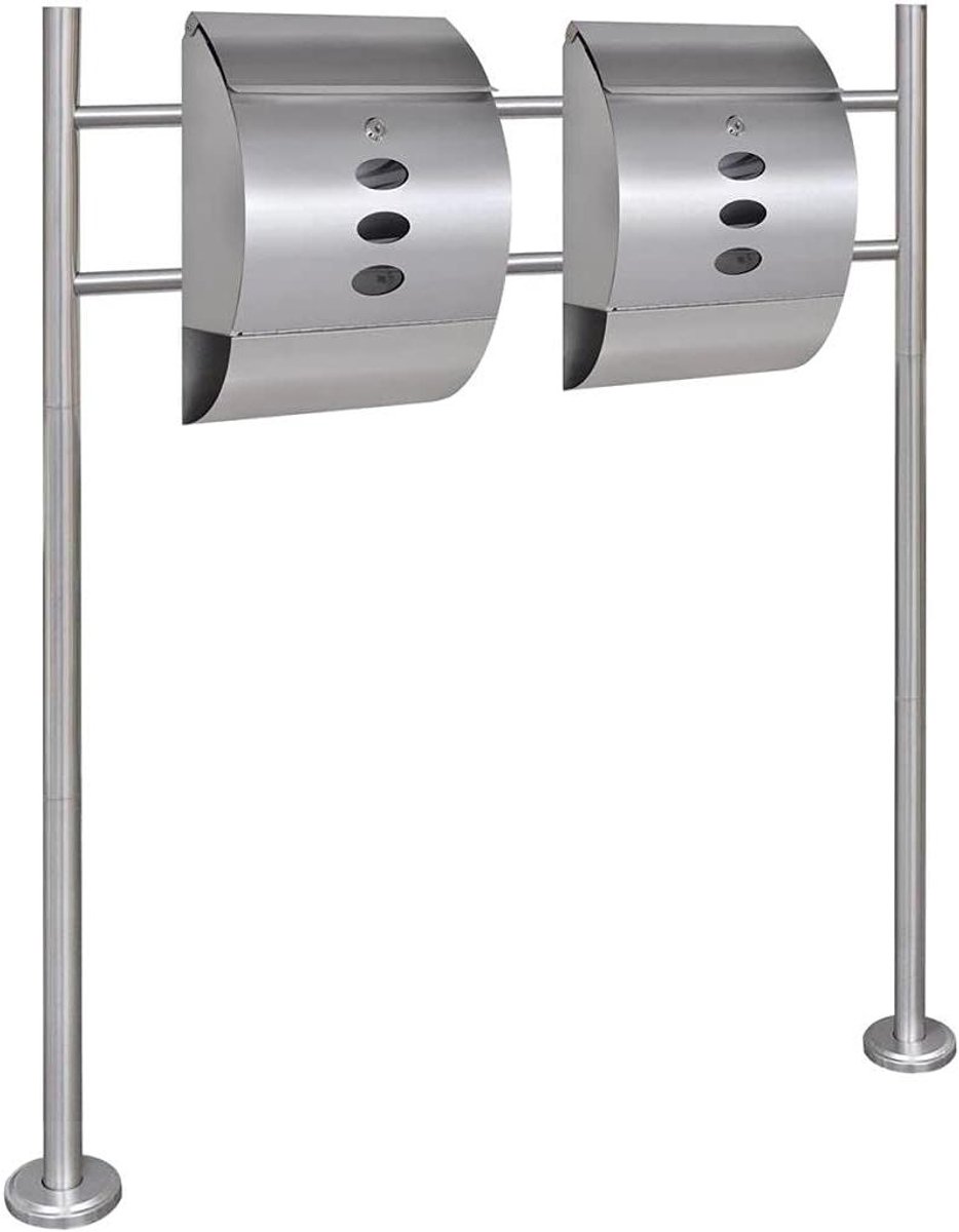 Dubbele brievenbus - Postbus standaard - Post veilig houden - Afsluitbaar met sleutel - 30 x 12 x 40 cm
