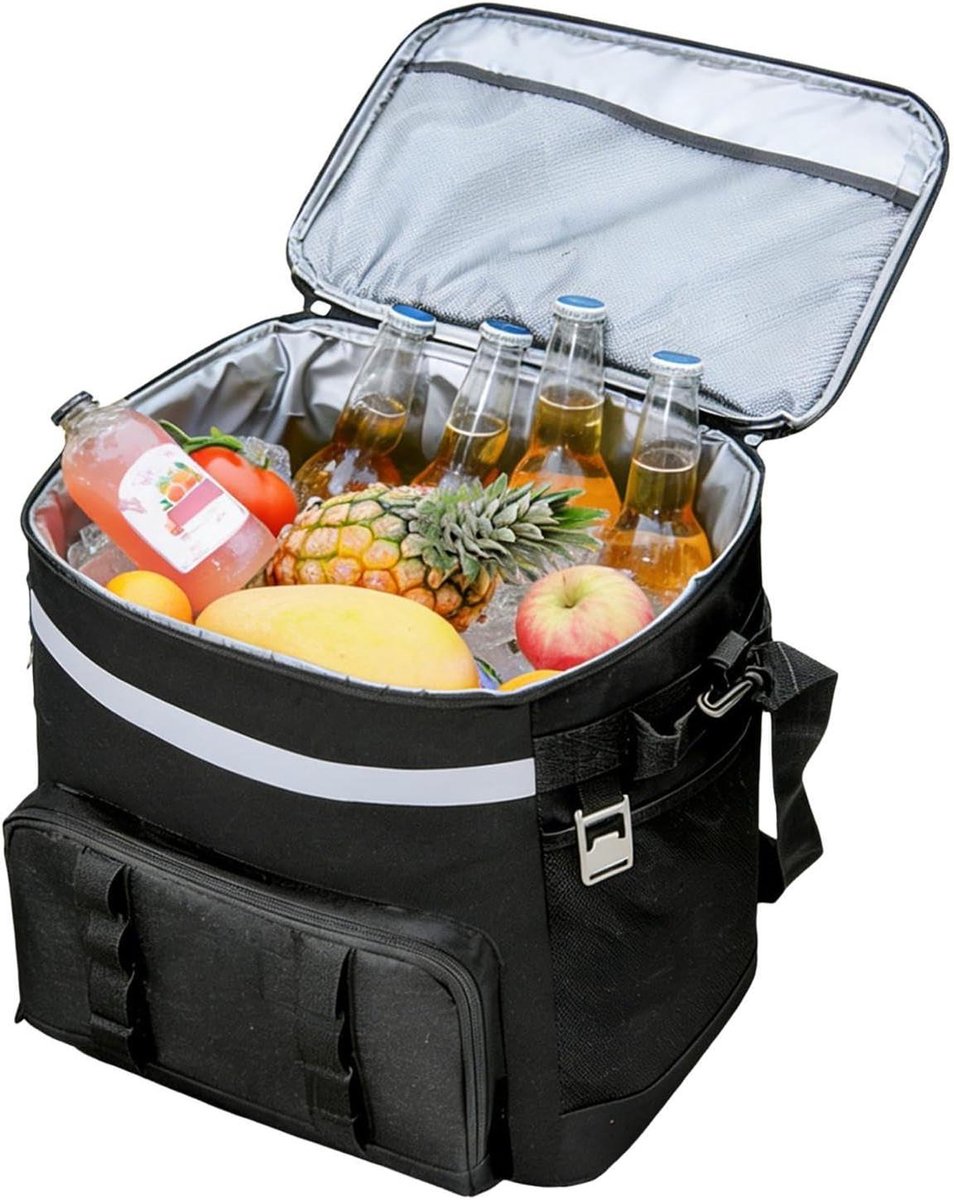 Robuuste koeltas - Geïsoleerde box - Outdoor avonturen - Geïntegreerde wielen - 35 liter capaciteit - Zwart