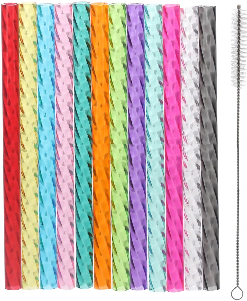 Drinkrietjes 15 cm - Doorzichtige kunststof - Set van 12 kleuren - Herbruikbaar en duurzaam - SnelShoppen