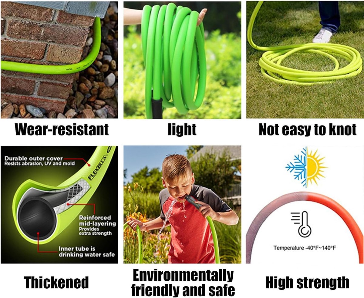 Tuinslang - Flexibele slang - Buiten besproeien - Waterdicht lekvrij ontwerp - 15 meter - Groen – foto 7