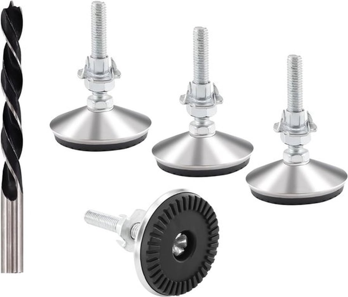 Verstelbare meubelpootset van 4 stuks M8 x 50 mm, metalen hoogteverstelling, inclusief schroeven en boren voor optimale stabiliteit