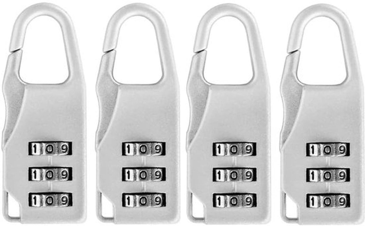 Combinatieslot, 3-cijferig cijferslot, zinklegering, reisslot, bagagesloten, mini-combinatie hangslot (zilver)